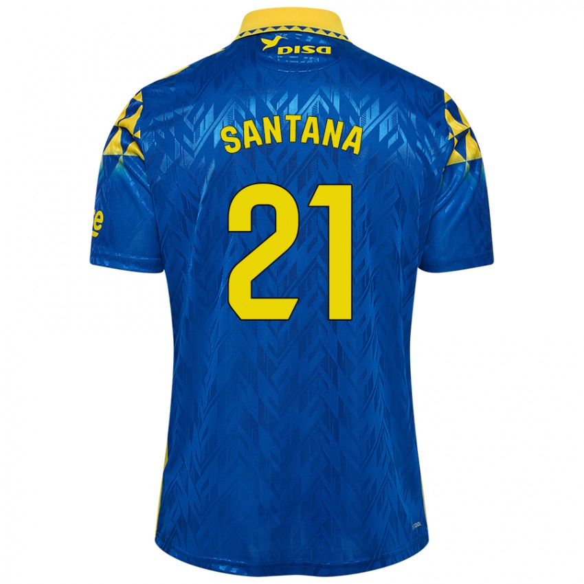 Kinder Yadam Santana #21 Blau Gelb Auswärtstrikot Trikot 2024/25 T-Shirt