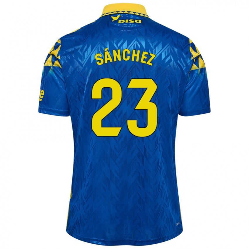 Kinder Omar Sánchez #23 Blau Gelb Auswärtstrikot Trikot 2024/25 T-Shirt