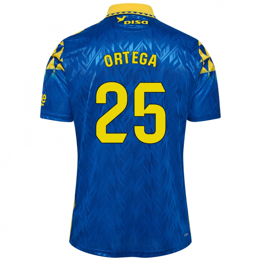 Kinder Edián Ortega #25 Blau Gelb Auswärtstrikot Trikot 2024/25 T-Shirt