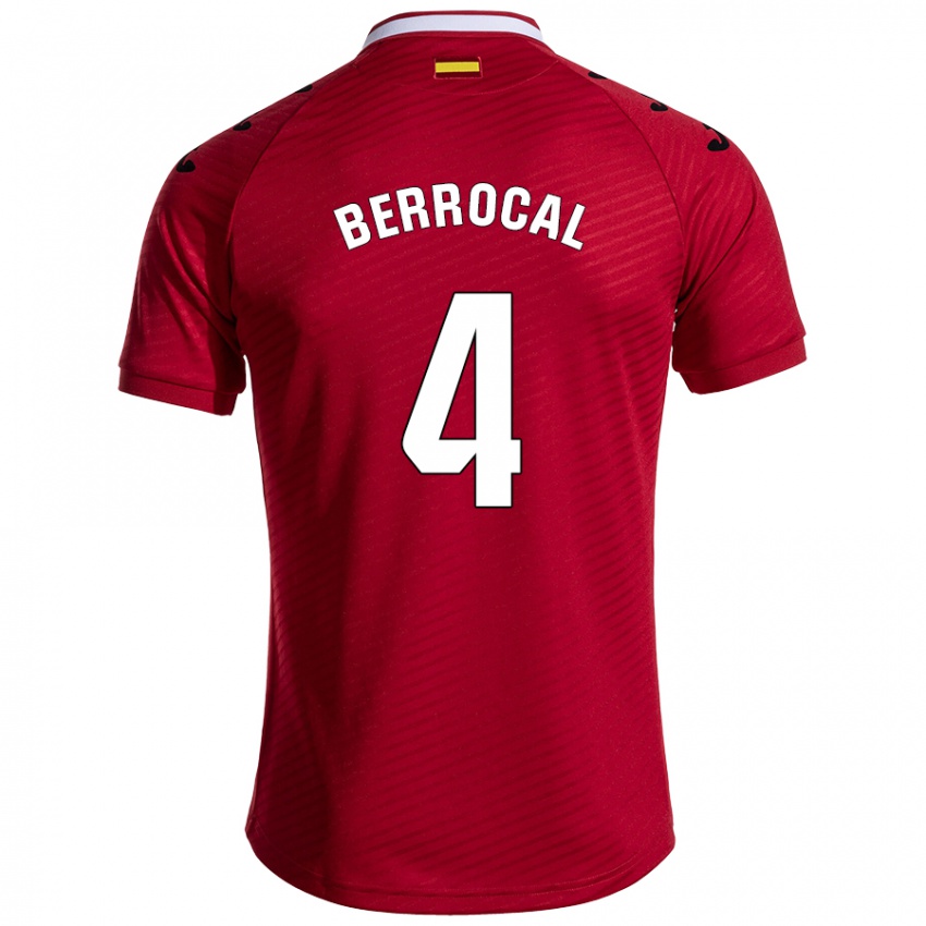 Kinder Juan Berrocal #4 Dunkelrot Auswärtstrikot Trikot 2024/25 T-Shirt