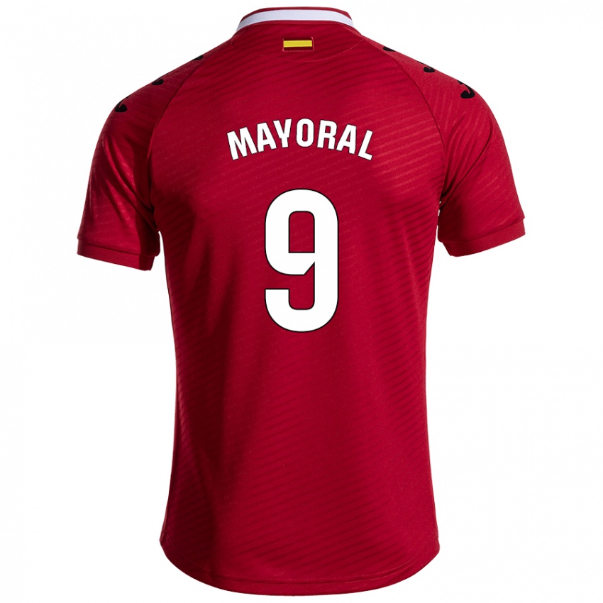 Kinder Borja Mayoral #9 Dunkelrot Auswärtstrikot Trikot 2024/25 T-Shirt