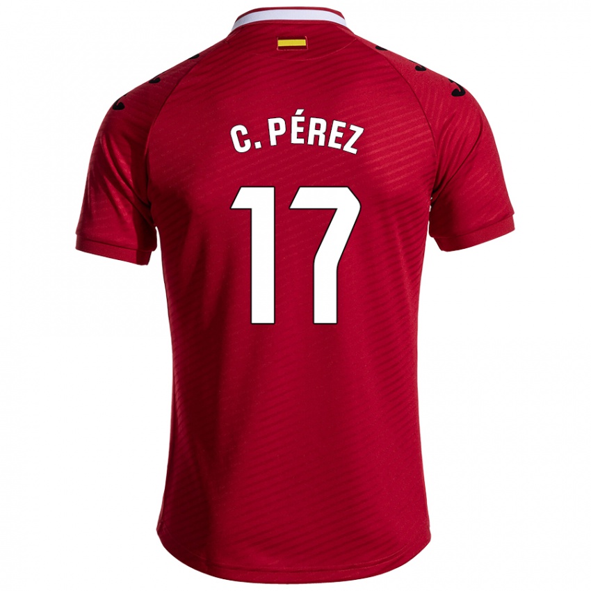 Kinder Carles Pérez #17 Dunkelrot Auswärtstrikot Trikot 2024/25 T-Shirt