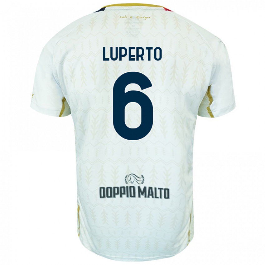 Kinder Sebastiano Luperto #6 Weiß Auswärtstrikot Trikot 2024/25 T-Shirt