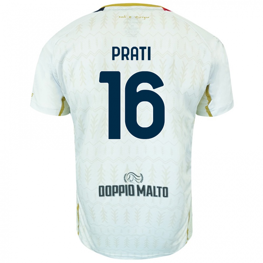 Kinder Matteo Prati #16 Weiß Auswärtstrikot Trikot 2024/25 T-Shirt