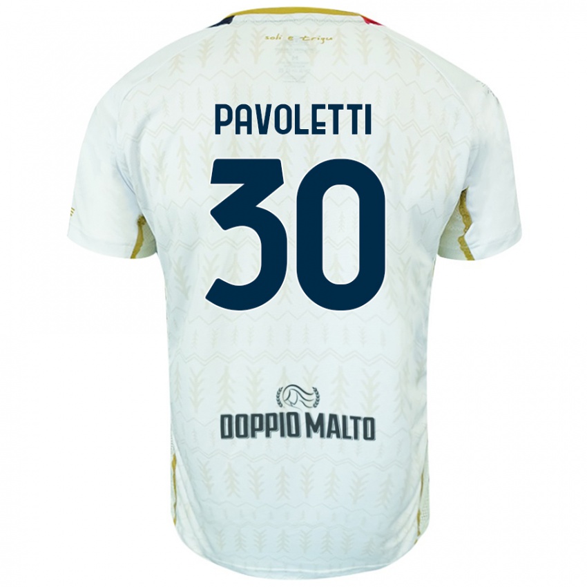 Kinder Leonardo Pavoletti #30 Weiß Auswärtstrikot Trikot 2024/25 T-Shirt