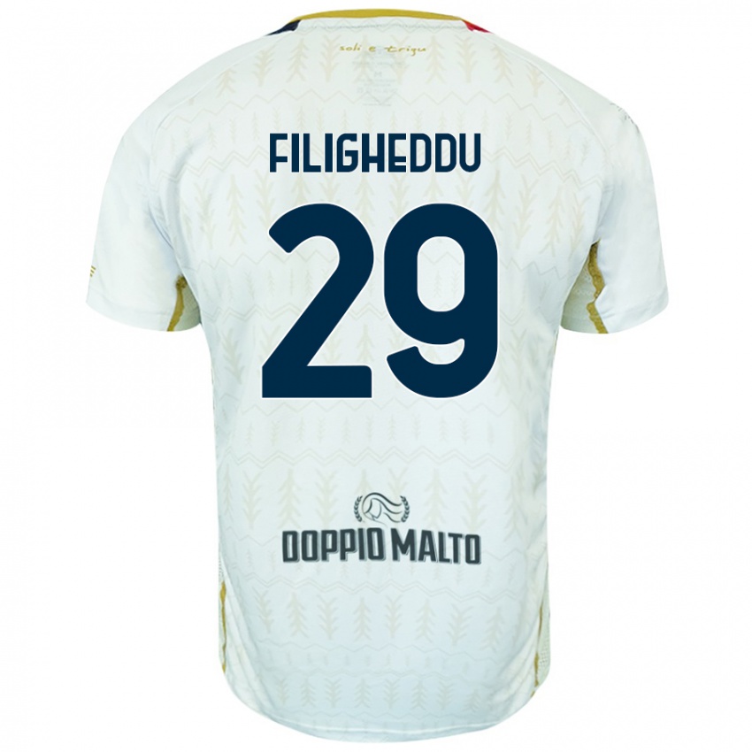 Kinder Daniele Filigheddu #29 Weiß Auswärtstrikot Trikot 2024/25 T-Shirt