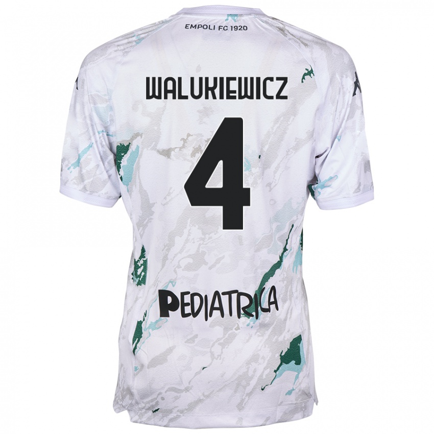 Kinder Sebastian Walukiewicz #4 Grau Auswärtstrikot Trikot 2024/25 T-Shirt