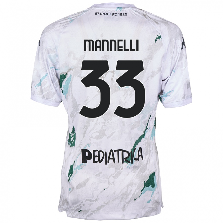 Kinder Matteo Mannelli #33 Grau Auswärtstrikot Trikot 2024/25 T-Shirt