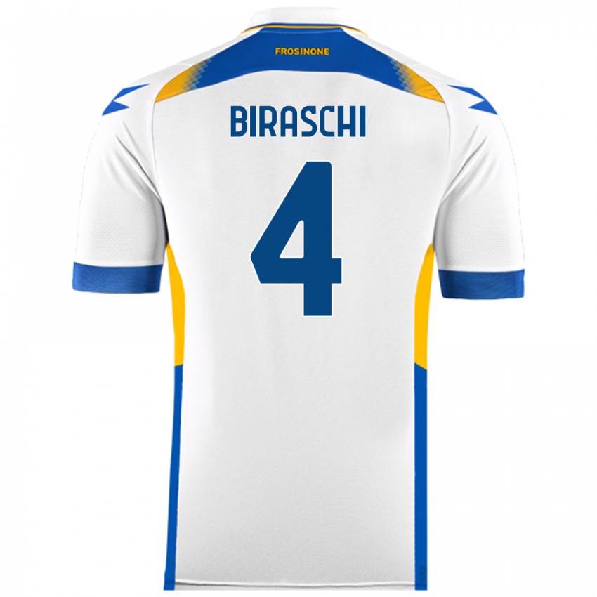 Kinder Davide Biraschi #4 Weiß Auswärtstrikot Trikot 2024/25 T-Shirt