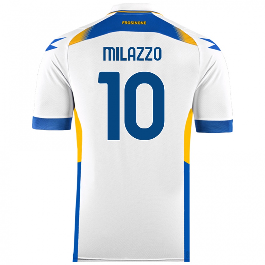 Kinder Simone Milazzo #10 Weiß Auswärtstrikot Trikot 2024/25 T-Shirt