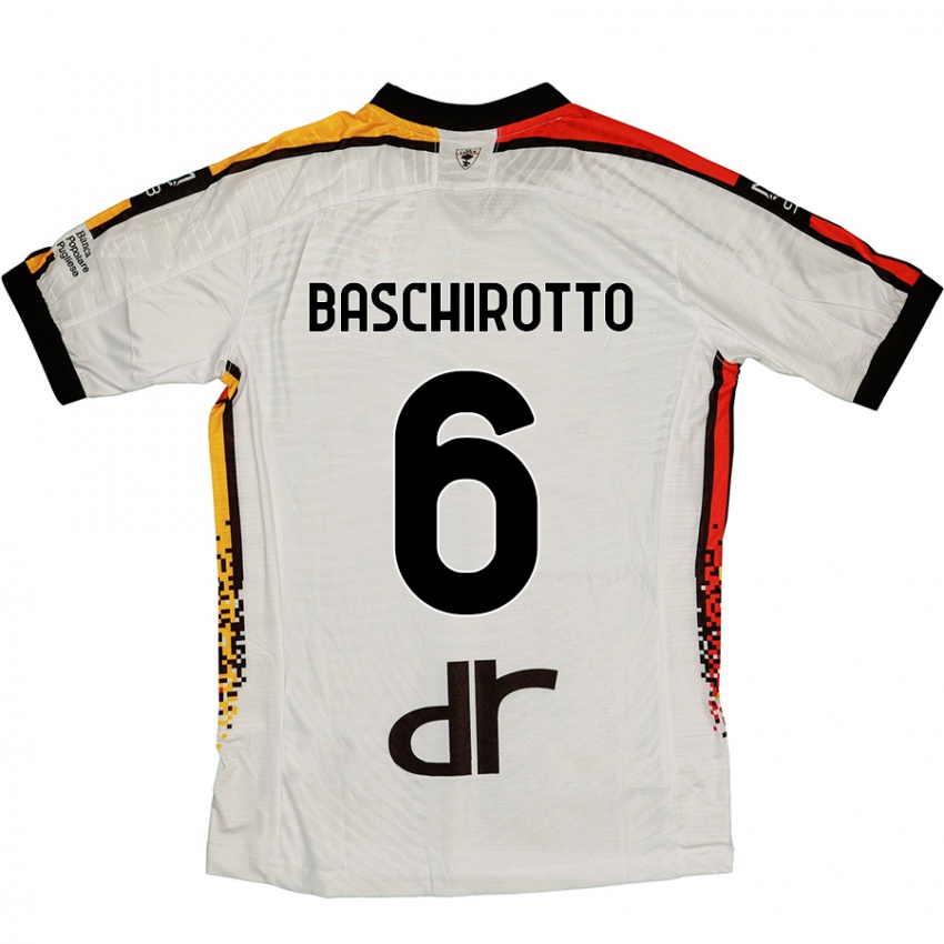 Kinder Federico Baschirotto #6 Weiß Schwarz Auswärtstrikot Trikot 2024/25 T-Shirt