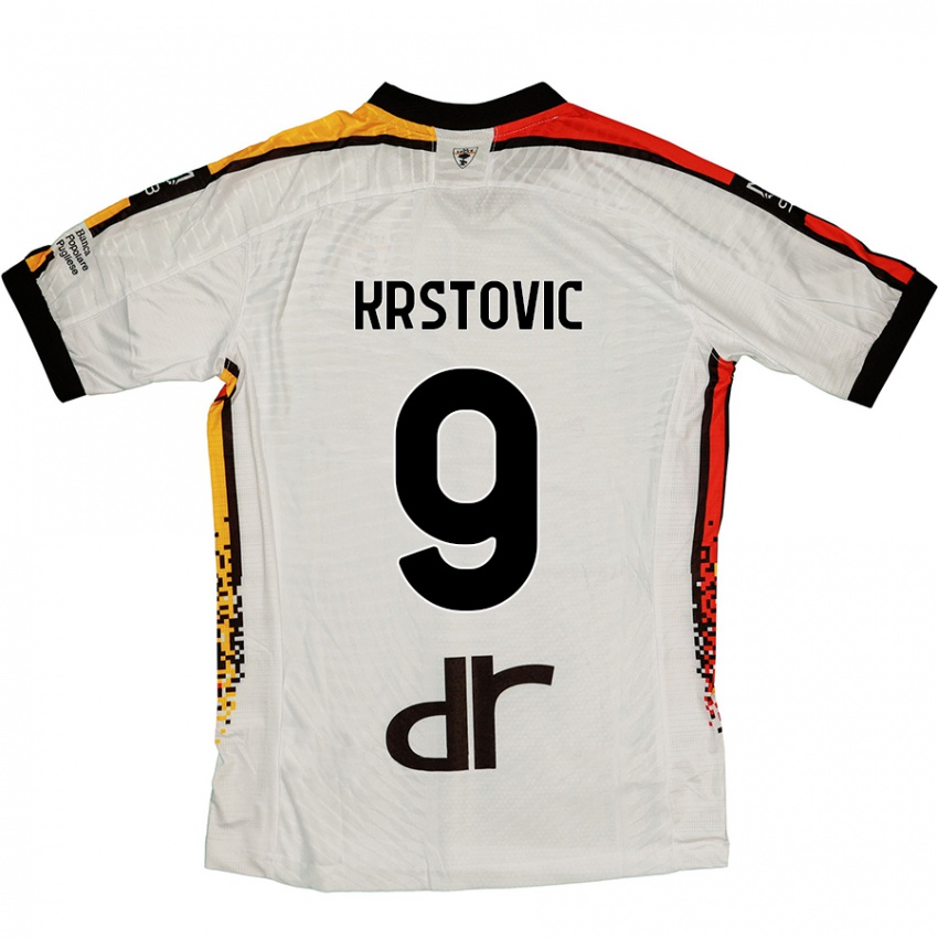 Kinder Nikola Krstovic #9 Weiß Schwarz Auswärtstrikot Trikot 2024/25 T-Shirt