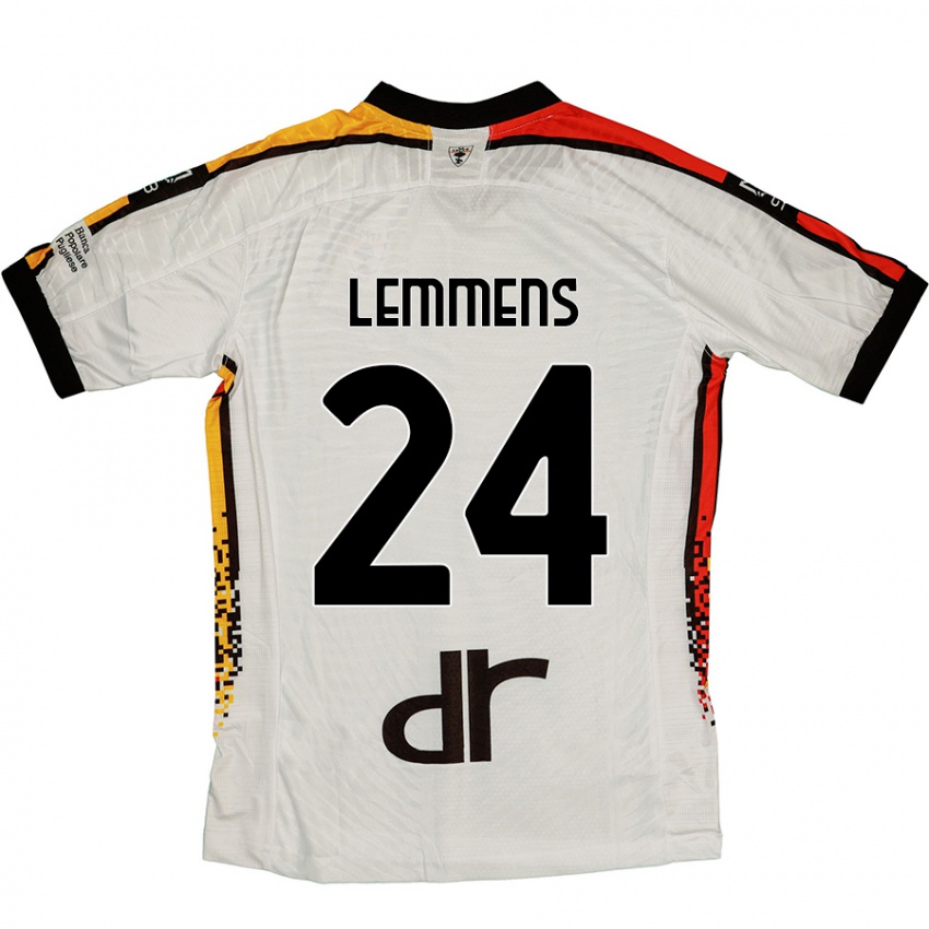 Kinder Mats Lemmens #24 Weiß Schwarz Auswärtstrikot Trikot 2024/25 T-Shirt