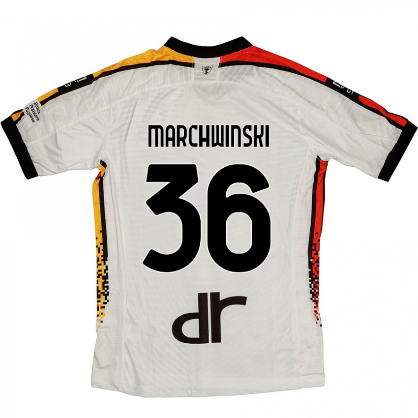 Kinder Filip Marchwinski #36 Weiß Schwarz Auswärtstrikot Trikot 2024/25 T-Shirt