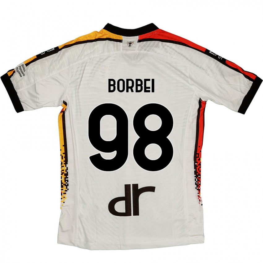 Kinder Alexandru Borbei #98 Weiß Schwarz Auswärtstrikot Trikot 2024/25 T-Shirt