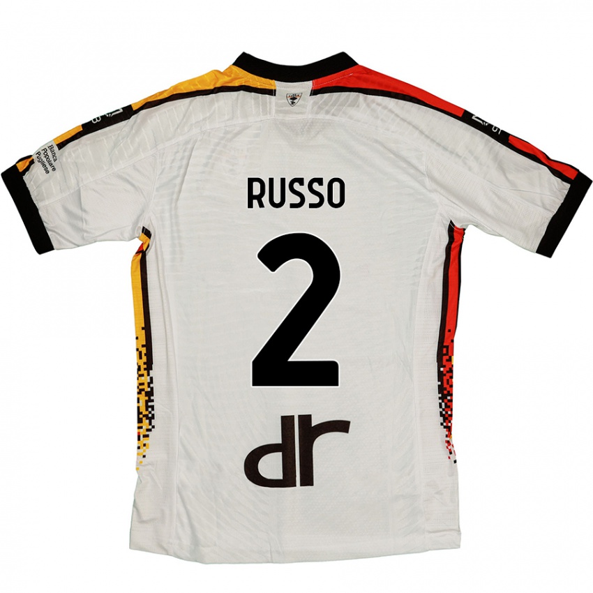 Kinder Luca Russo #2 Weiß Schwarz Auswärtstrikot Trikot 2024/25 T-Shirt