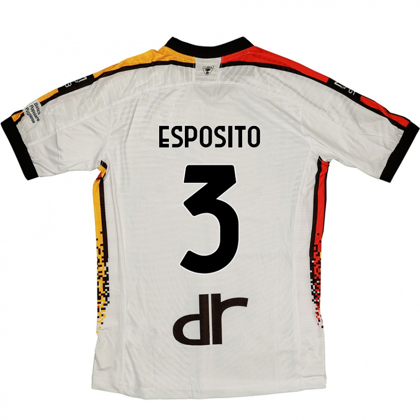 Kinder Sebastian Esposito #3 Weiß Schwarz Auswärtstrikot Trikot 2024/25 T-Shirt