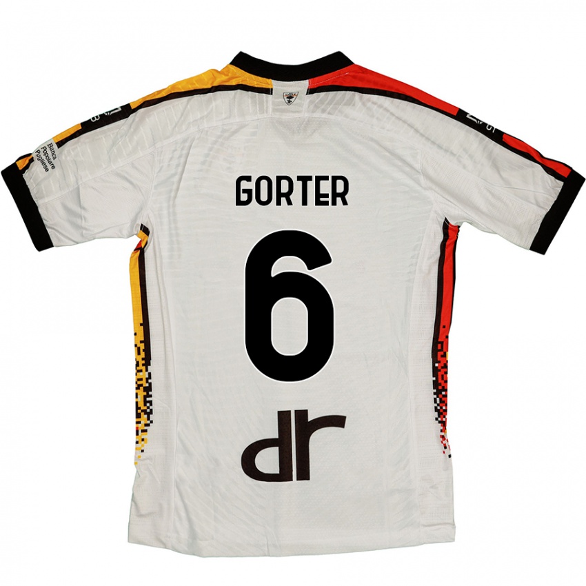 Kinder Olaf Gorter #6 Weiß Schwarz Auswärtstrikot Trikot 2024/25 T-Shirt