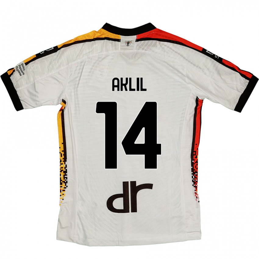 Kinder Lino Aklil #14 Weiß Schwarz Auswärtstrikot Trikot 2024/25 T-Shirt