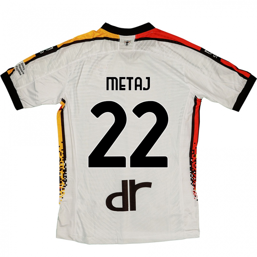 Kinder Dejvi Metaj #22 Weiß Schwarz Auswärtstrikot Trikot 2024/25 T-Shirt