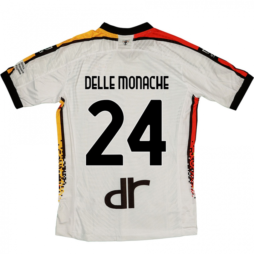 Kinder Marco Delle Monache #24 Weiß Schwarz Auswärtstrikot Trikot 2024/25 T-Shirt