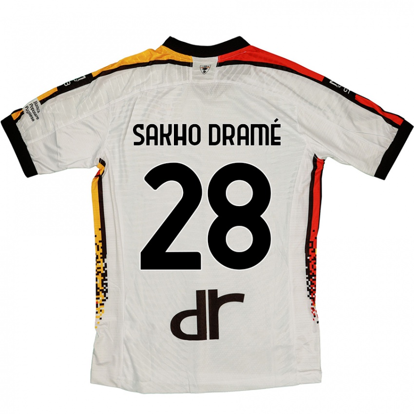 Kinder Samba Sakho Dramé #28 Weiß Schwarz Auswärtstrikot Trikot 2024/25 T-Shirt