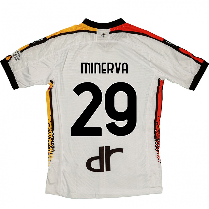 Kinder Francesco Minerva #29 Weiß Schwarz Auswärtstrikot Trikot 2024/25 T-Shirt