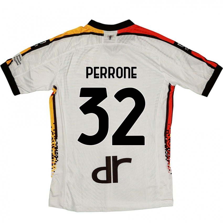 Kinder Samuele Perrone #32 Weiß Schwarz Auswärtstrikot Trikot 2024/25 T-Shirt