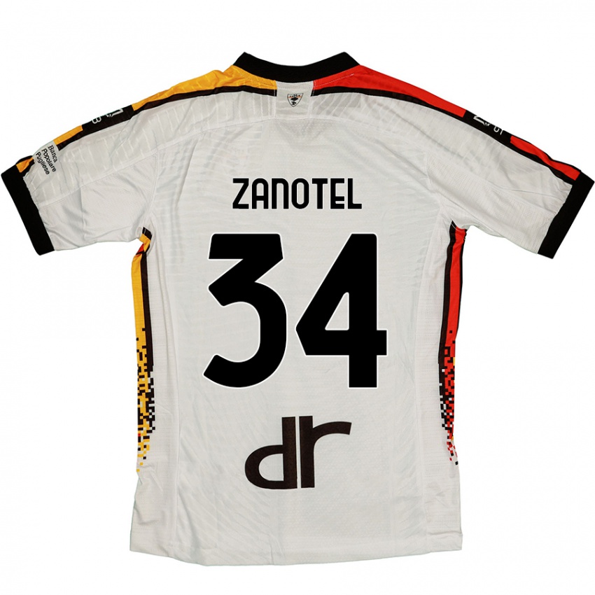 Kinder Giovanni Zanotel #34 Weiß Schwarz Auswärtstrikot Trikot 2024/25 T-Shirt