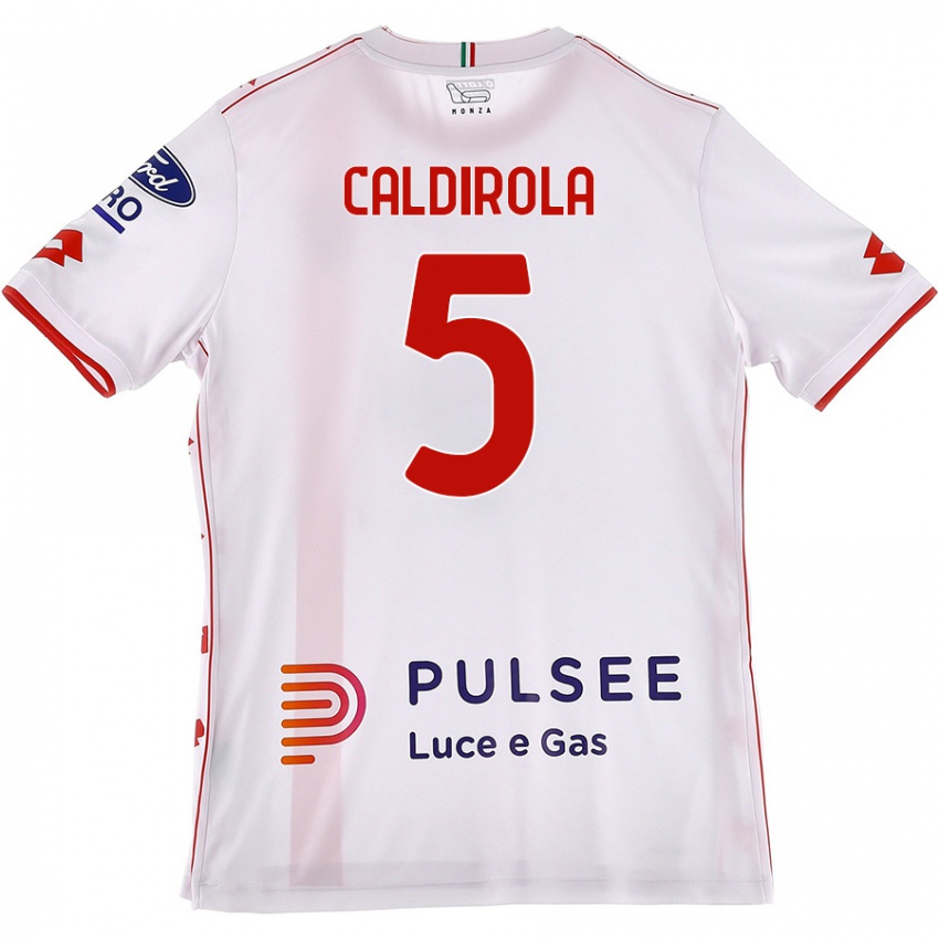 Kinder Luca Caldirola #5 Weiß Rot Auswärtstrikot Trikot 2024/25 T-Shirt