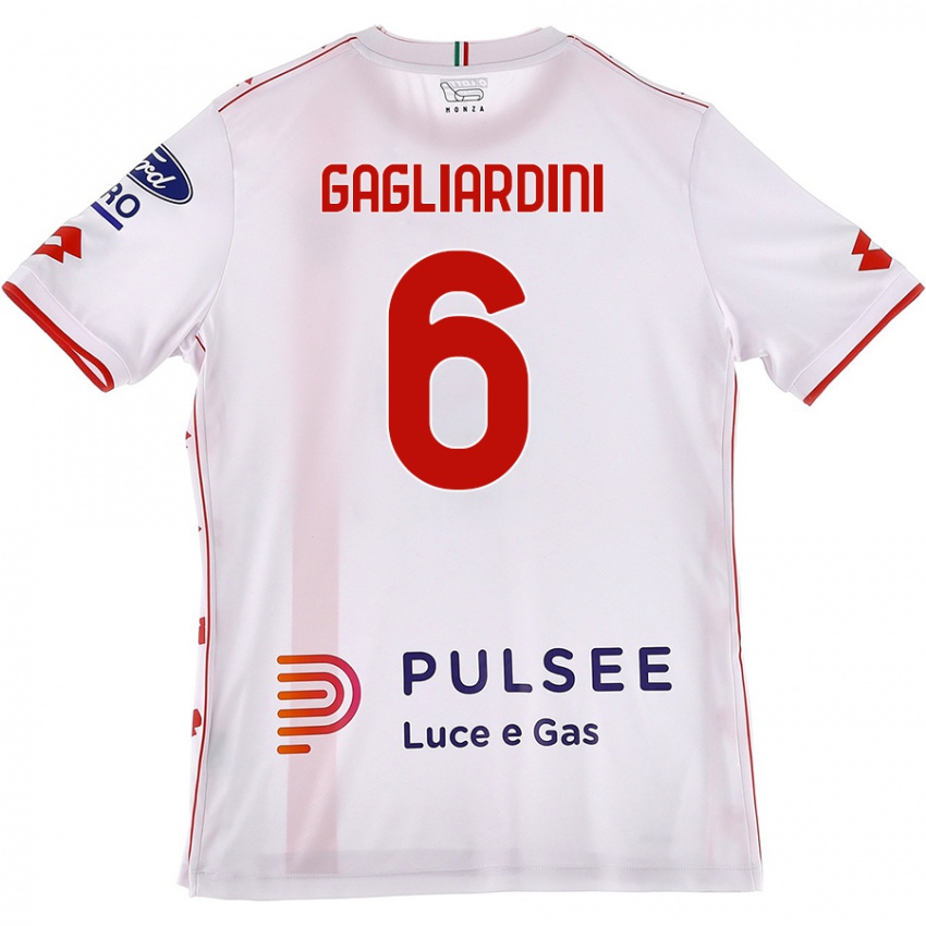 Kinder Roberto Gagliardini #6 Weiß Rot Auswärtstrikot Trikot 2024/25 T-Shirt