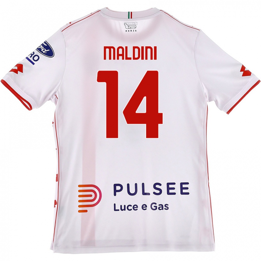 Kinder Daniel Maldini #14 Weiß Rot Auswärtstrikot Trikot 2024/25 T-Shirt