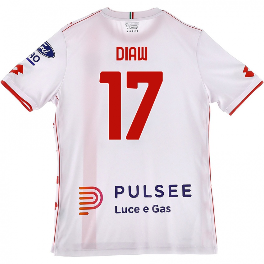 Kinder Davide Diaw #17 Weiß Rot Auswärtstrikot Trikot 2024/25 T-Shirt