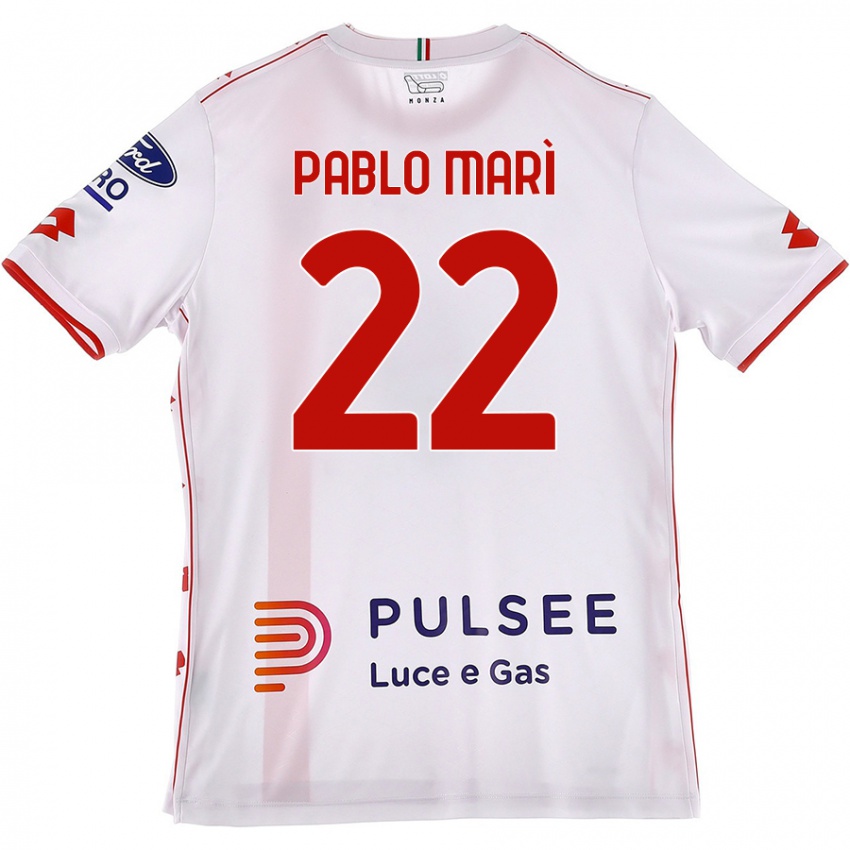 Kinder Pablo Marí #22 Weiß Rot Auswärtstrikot Trikot 2024/25 T-Shirt