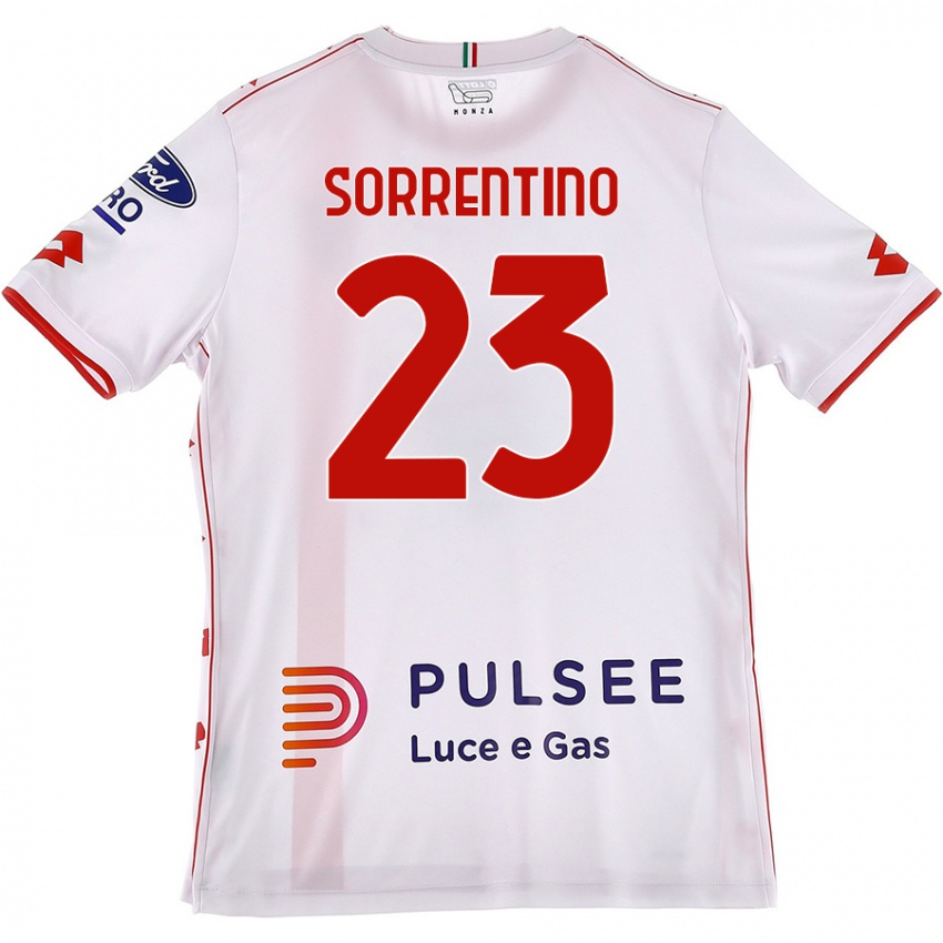 Kinder Alessandro Sorrentino #23 Weiß Rot Auswärtstrikot Trikot 2024/25 T-Shirt