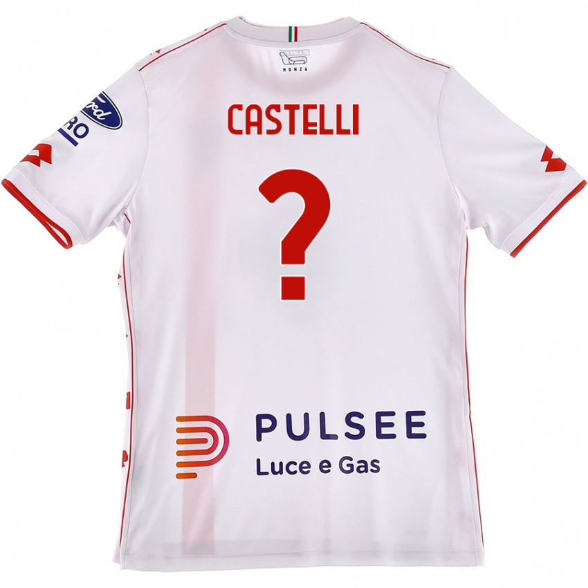 Kinder Davide Castelli #0 Weiß Rot Auswärtstrikot Trikot 2024/25 T-Shirt