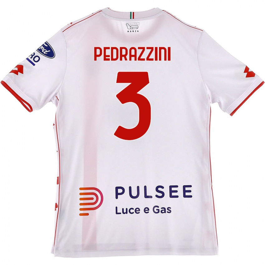 Kinder Carlo Pedrazzini #3 Weiß Rot Auswärtstrikot Trikot 2024/25 T-Shirt