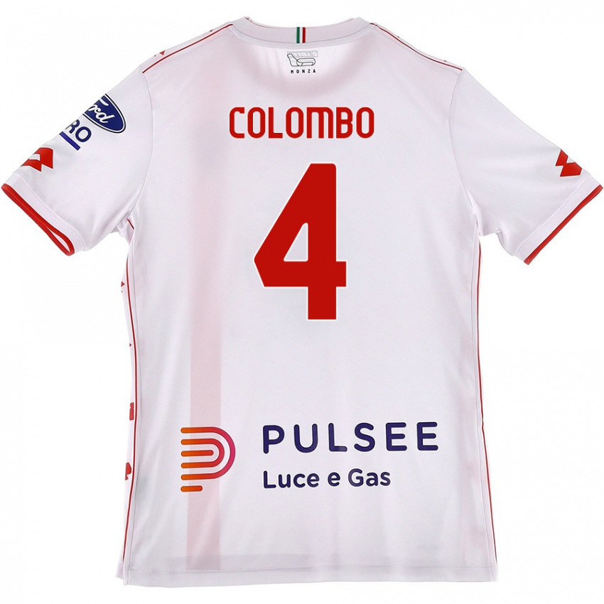 Kinder Leonardo Colombo #4 Weiß Rot Auswärtstrikot Trikot 2024/25 T-Shirt