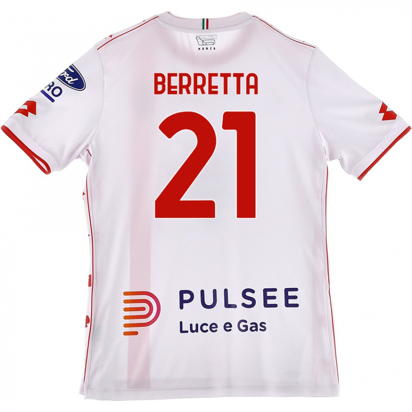 Kinder Alessandro Berretta #21 Weiß Rot Auswärtstrikot Trikot 2024/25 T-Shirt