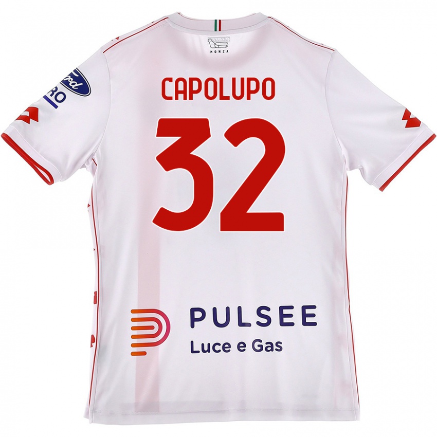 Kinder Samuele Capolupo #32 Weiß Rot Auswärtstrikot Trikot 2024/25 T-Shirt