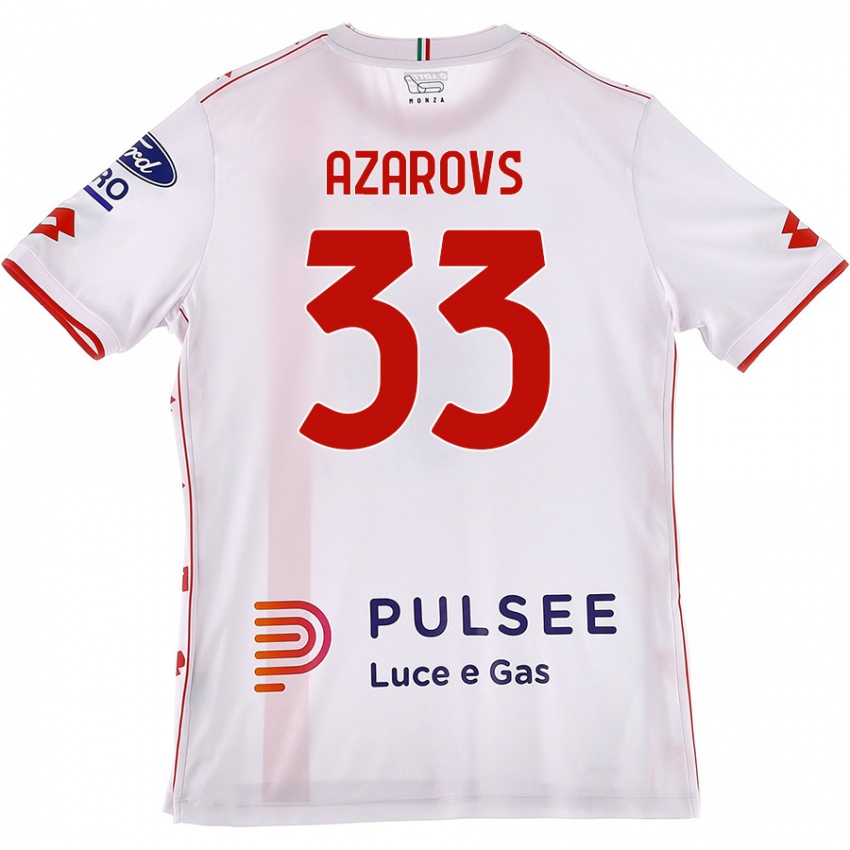 Kinder Timurs Azarovs #33 Weiß Rot Auswärtstrikot Trikot 2024/25 T-Shirt