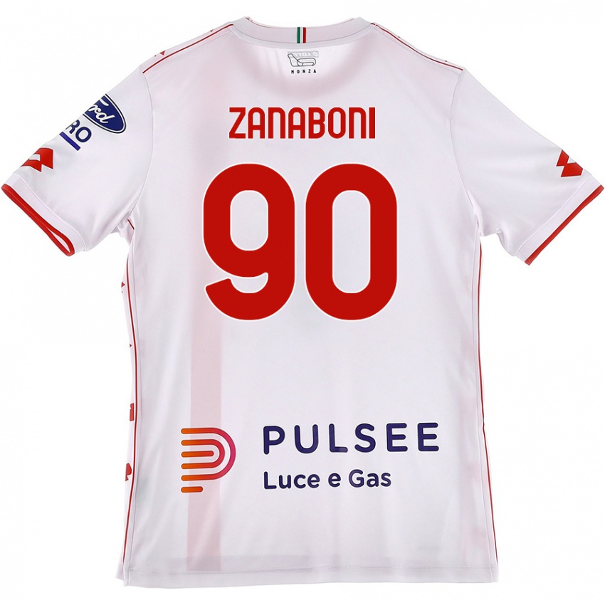 Kinder Emanuele Zanaboni #90 Weiß Rot Auswärtstrikot Trikot 2024/25 T-Shirt