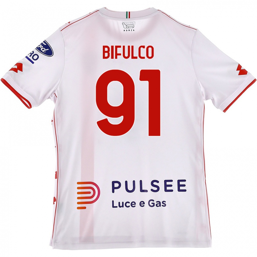 Kinder Davide Bifulco #91 Weiß Rot Auswärtstrikot Trikot 2024/25 T-Shirt