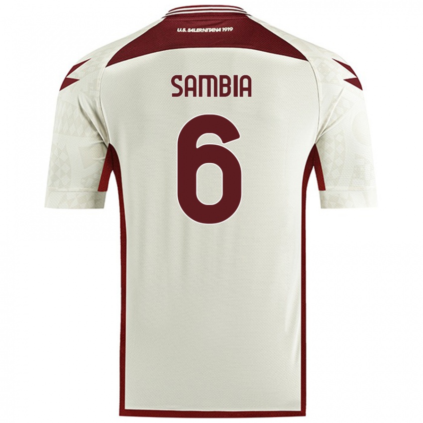 Kinder Junior Sambia #6 Cremefarben Auswärtstrikot Trikot 2024/25 T-Shirt