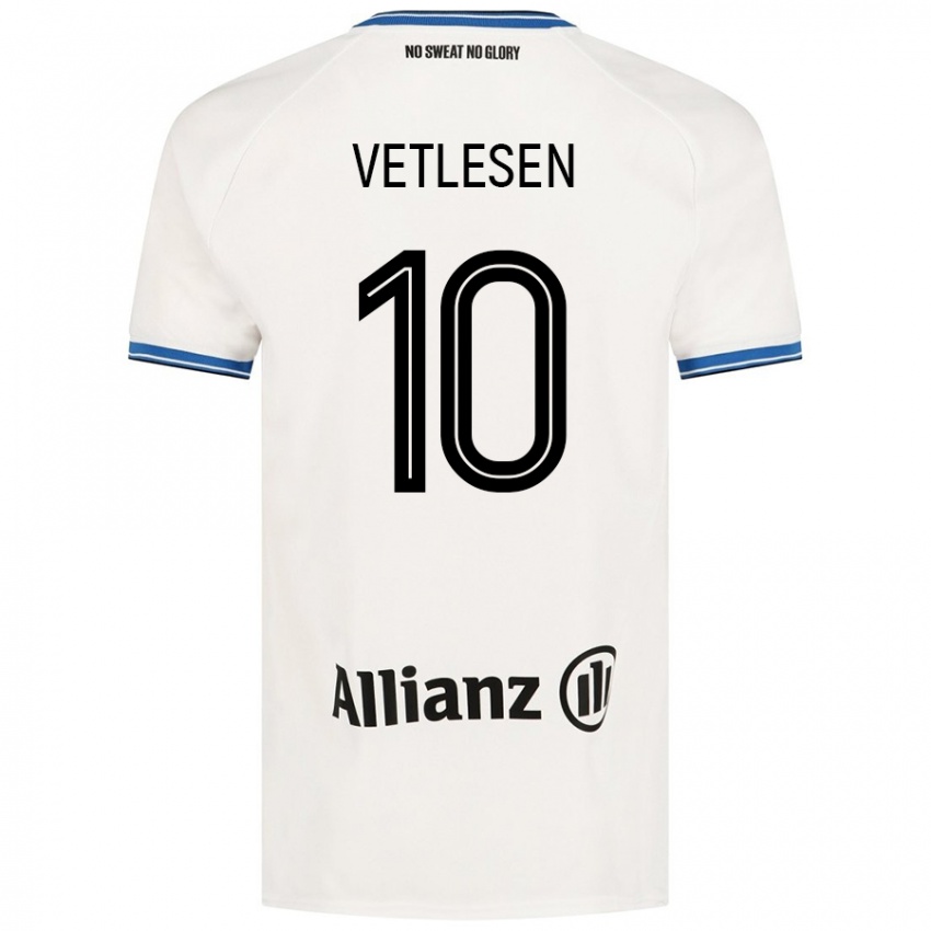 Kinder Hugo Vetlesen #10 Weiß Auswärtstrikot Trikot 2024/25 T-Shirt