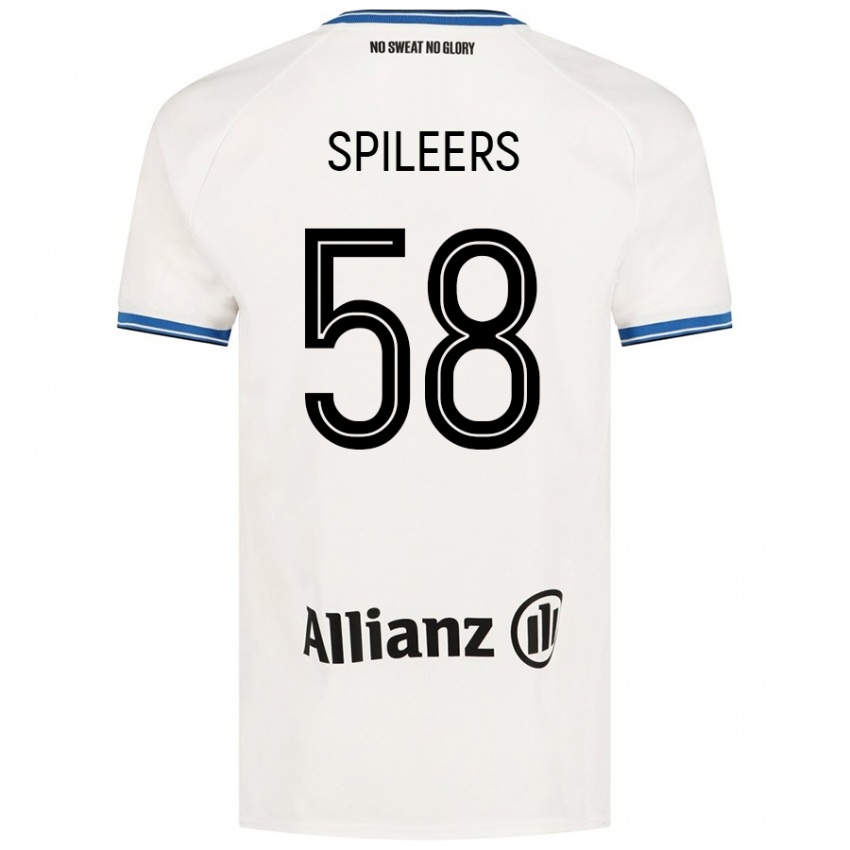 Kinder Jorne Spileers #58 Weiß Auswärtstrikot Trikot 2024/25 T-Shirt