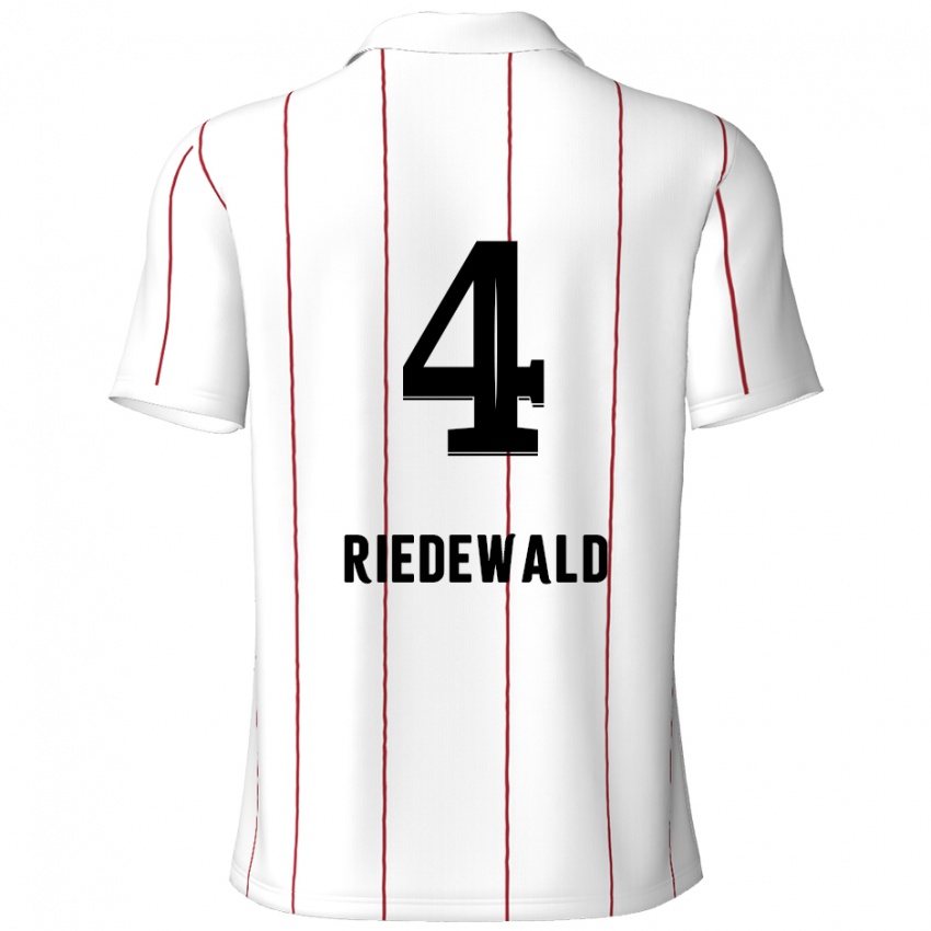 Kinder Jairo Riedewald #4 Weiß Schwarz Auswärtstrikot Trikot 2024/25 T-Shirt