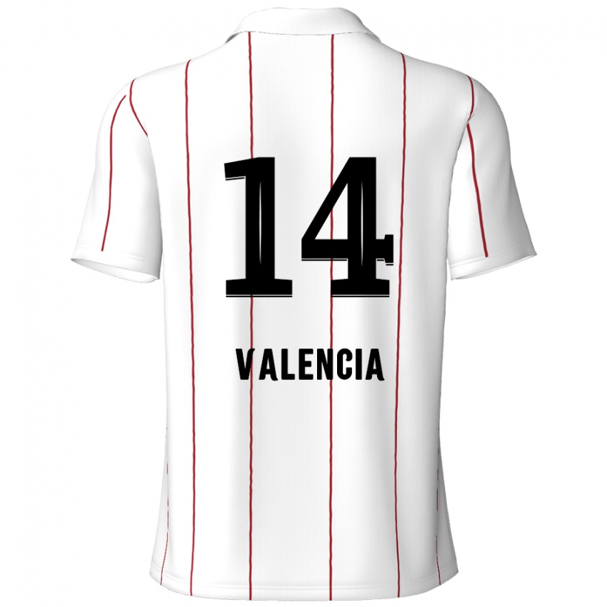 Kinder Anthony Valencia #14 Weiß Schwarz Auswärtstrikot Trikot 2024/25 T-Shirt