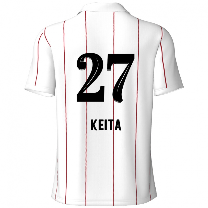 Kinder Mandela Keita #27 Weiß Schwarz Auswärtstrikot Trikot 2024/25 T-Shirt