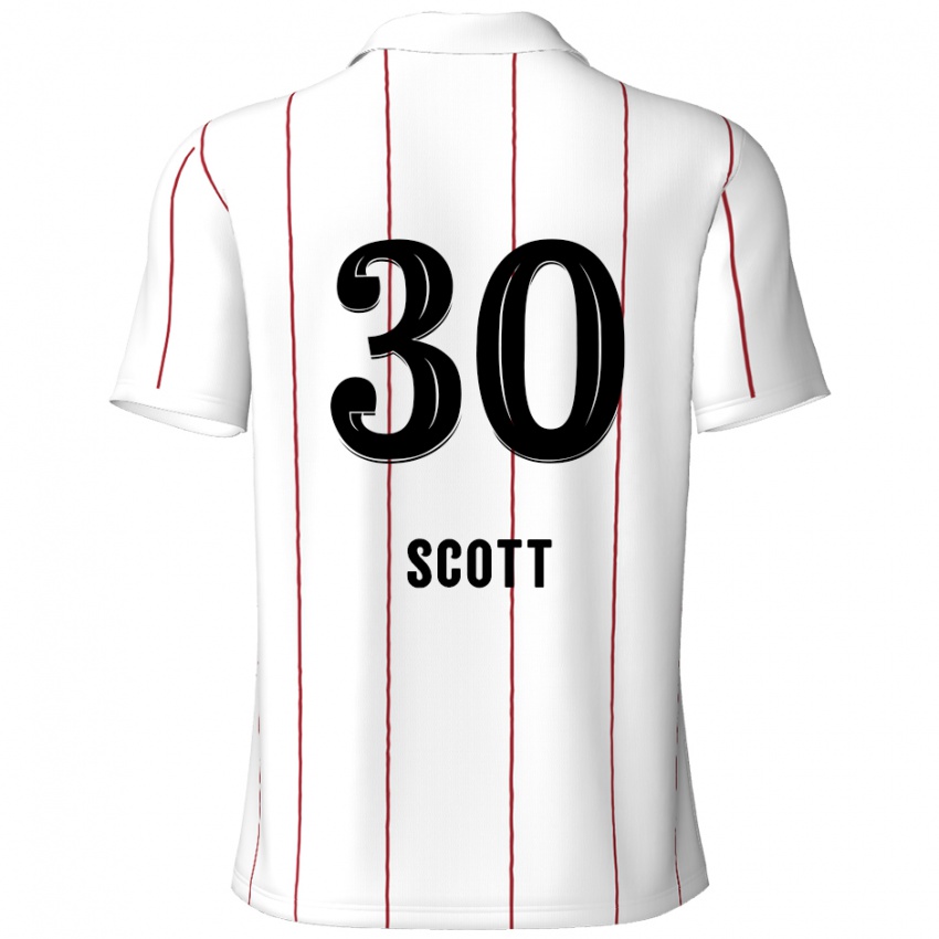 Kinder Christopher Scott #30 Weiß Schwarz Auswärtstrikot Trikot 2024/25 T-Shirt